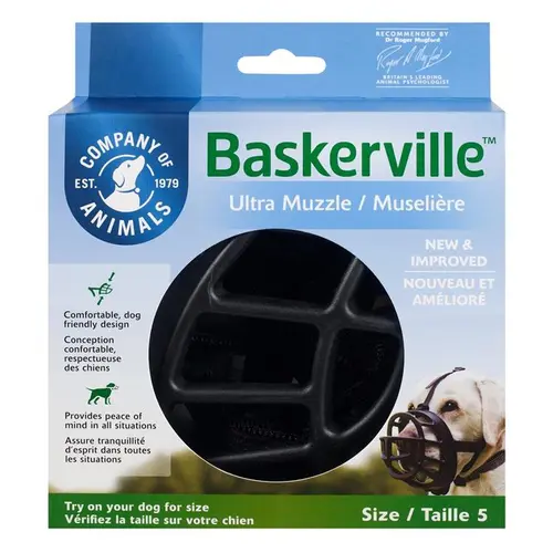 Pour un extérieur bien équipé:Muselière pour chien noire caoutchouc thermoplastique Baskerville Ultra – Taille 5