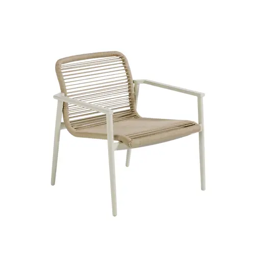 Accessoire extérieur：Fauteuil de jardin coloris beige en aluminium et résine Sollya - 71 x 69 x 72 cm