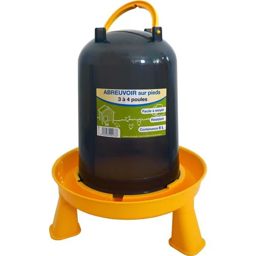 Pour votre jardin:Abreuvoir à baïonnette gris et jaune sur pied de 5 L