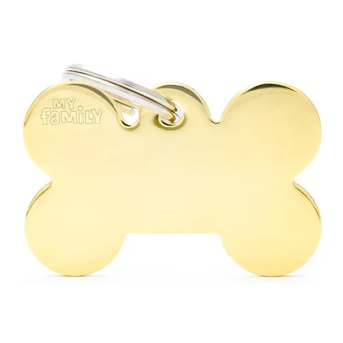 Le pratique au jardin：Médaille basic grand os pour chien en laiton doré