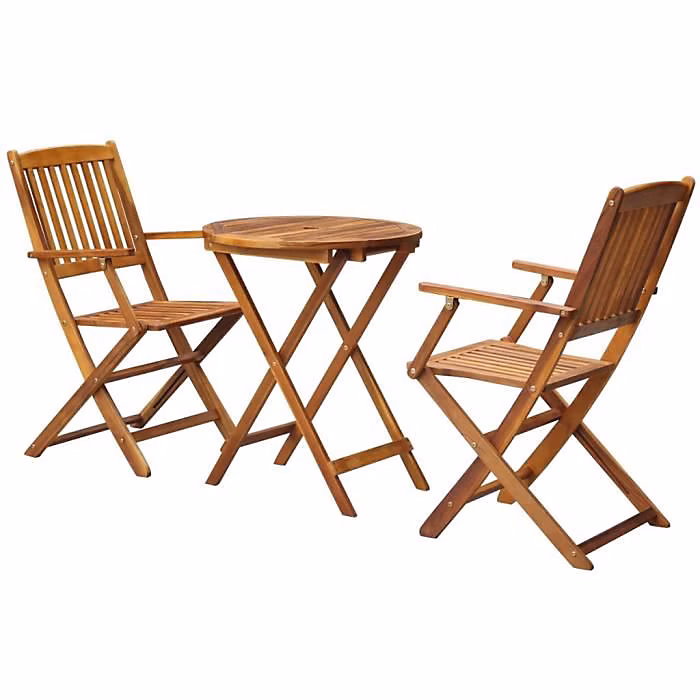 Ensemble de bistro | vidaXL – 3 pcs – Bois d'acacia – Résistant aux intempéries – Pliable