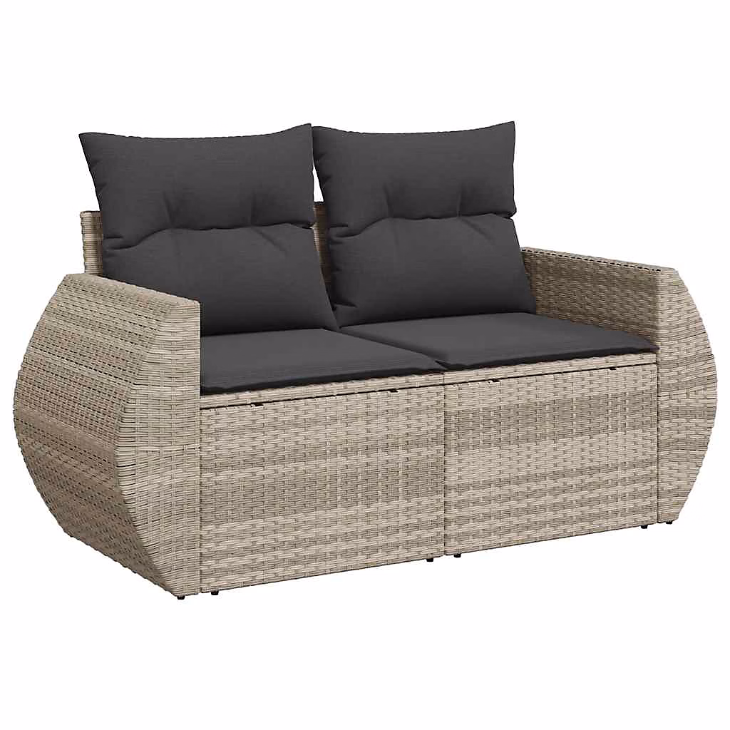Canapé de jardin 2 places et coussins gris clair résine tressée vidaXL – Réf. NGUNOBELQ9102620951