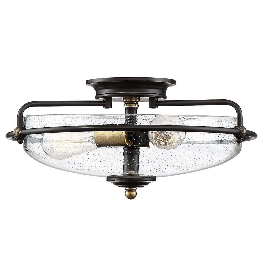 Elstead Quoizel Griffin Plafonnier semi – encastré Bowl bronze palladien avec accents de laiton patiné