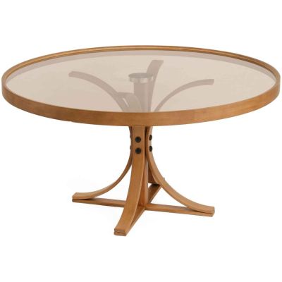 Table basse en bois et verre trempé Boston (Noyer)