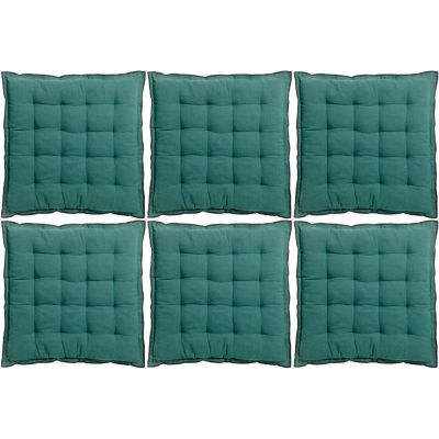Galette de chaise en coton recyclé Grace (Lot de 6) (Paon)