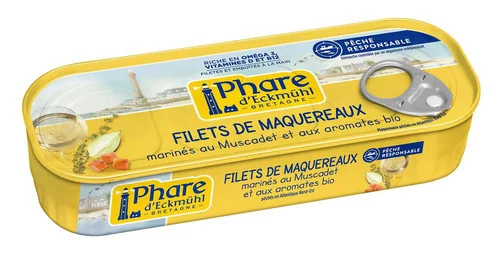 Autour du jardin：Boite de filets de maquereaux au vin blanc Phare Echmuhl - 151 g