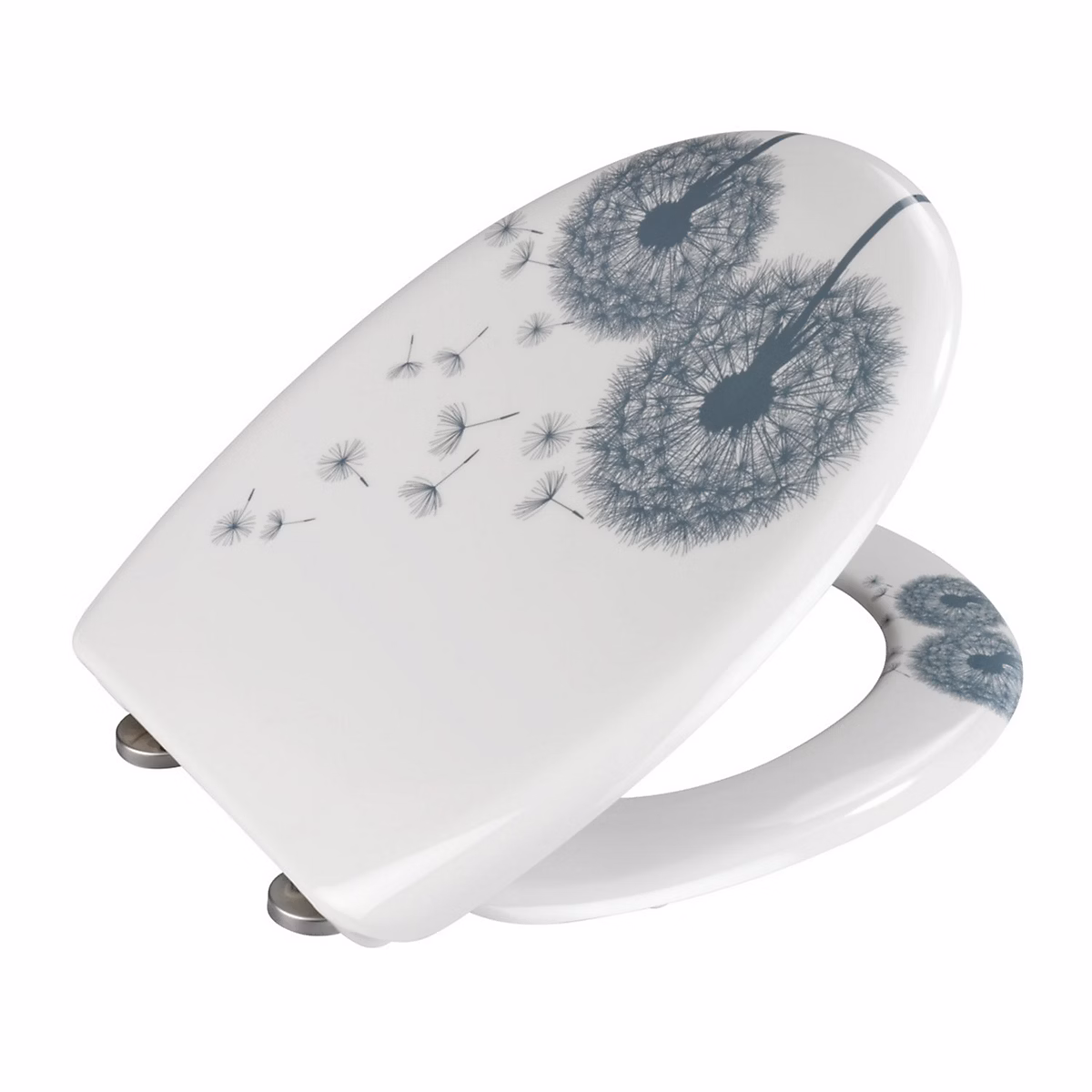 Abattant WC à fermeture douce motif pissenlit Blanc – L. 45 x l. 37.5 x H. 5 cm | ASTERA
