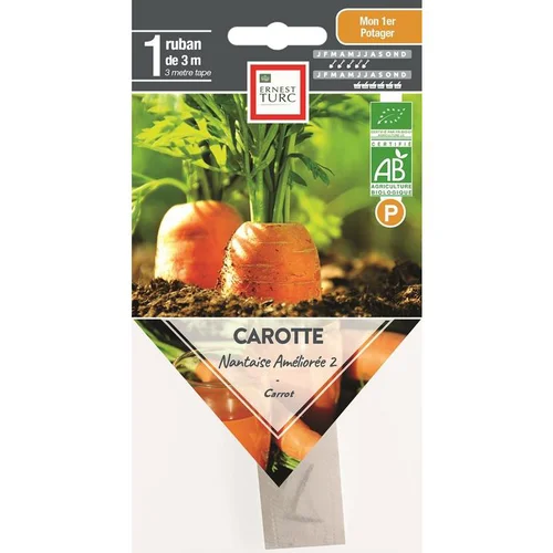 Choix extérieur:Graines présemées de carotte nantaise améliorée bio Ernest Turc - 1 ruban de 3 m