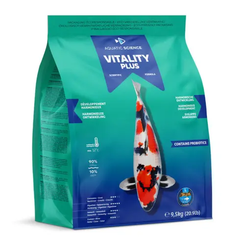 Utile jardin：Nourriture complète et nutritive pour koïs de minimum 25 cm de long Aquatic Science Vitality Plus - Taille L sac de 9,5 kg