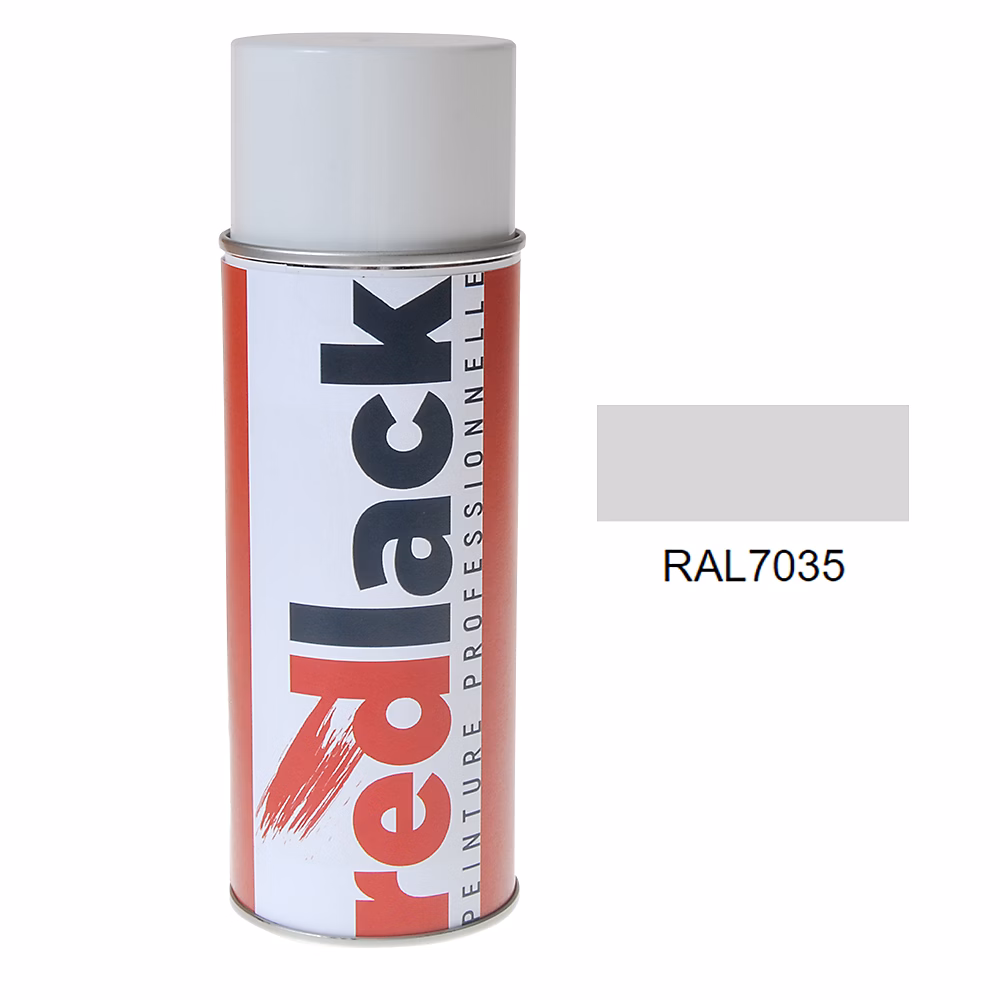 Bombe de peinture Aérosol – spray, 400ml, RAL 7035 Gris clair, Satiné, multisupport, Redlack, RAL7035