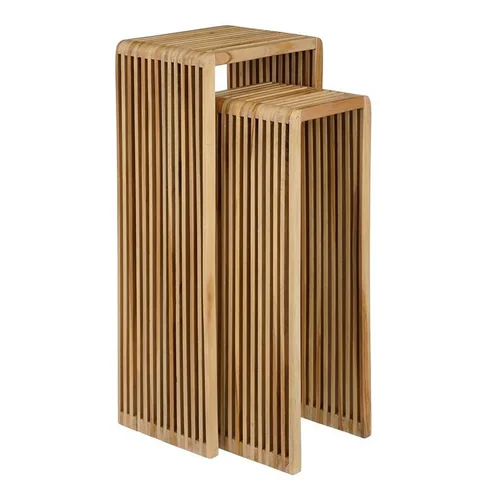 Facile dehors:Sellette haute en bois recyclé marron Yonker - 35 x 25 x 80 cm