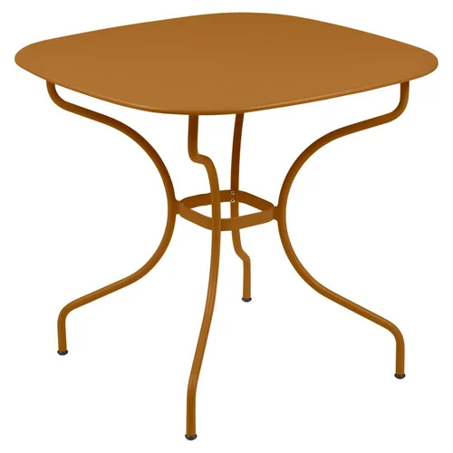 Vie dehors：Table carronde Opera + coloris marron en acier Fermob - Ø 82 x 74 cm