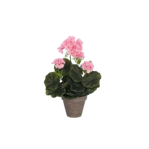 Extérieur malin：Géranium artificiel rose en pot gris - Ø 20 x H 34 cm