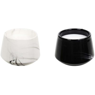 Bougie parfumée en pot Marble 6.5 cm (Lot de 2) (6,5 x 8,5 cm)