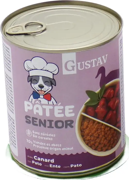 Pour tous vos projets extérieurs:Pâtée pour chien senior au canard sans céréales complète Bubimex Gustav - 800 g