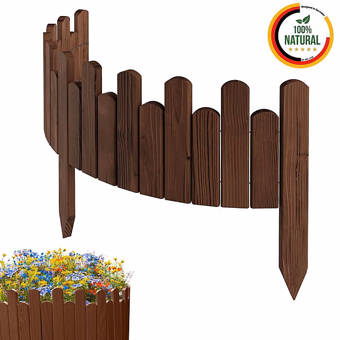 Bordure de jardin – Floranica | 100 cm | Bois de pin | Marron | Flexible et modulable