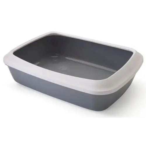 Solution simple:Bac à litière Iriz avec rebords coloris gris - 42x31x12,5 cm
