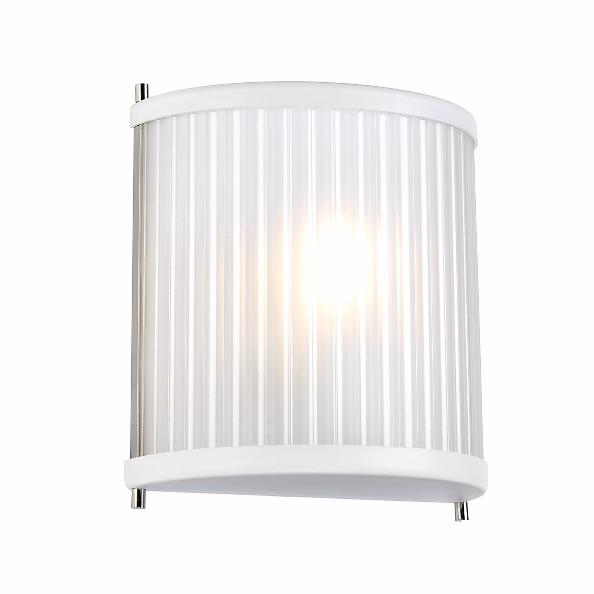 Applique murale à 1 lumière Corona Flush – nickel poli blanc, verre givré