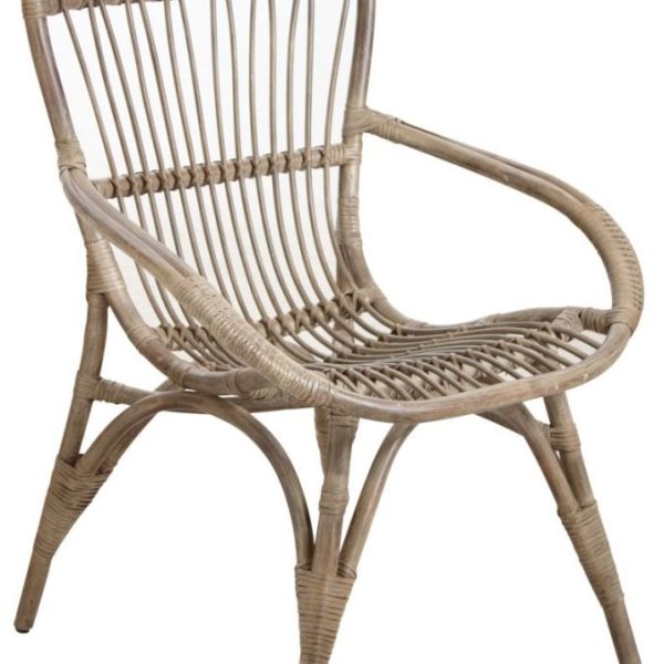 Fauteuil en rotin gris Maéva