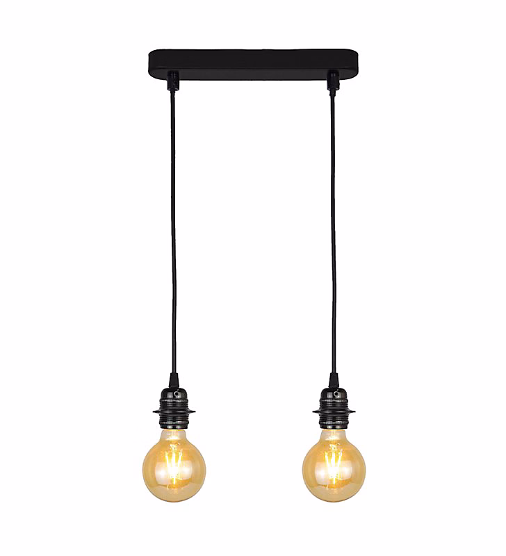 Luminaire et éclairage intérieur – 2 lampes suspension design en métal noir E27 compatible LED