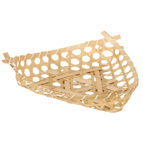 Un plus pour votre jardin：Corbeille Lio ajourée coloris beige en bambou naturel grand modèle - 30 x 30 x 6/8 cm