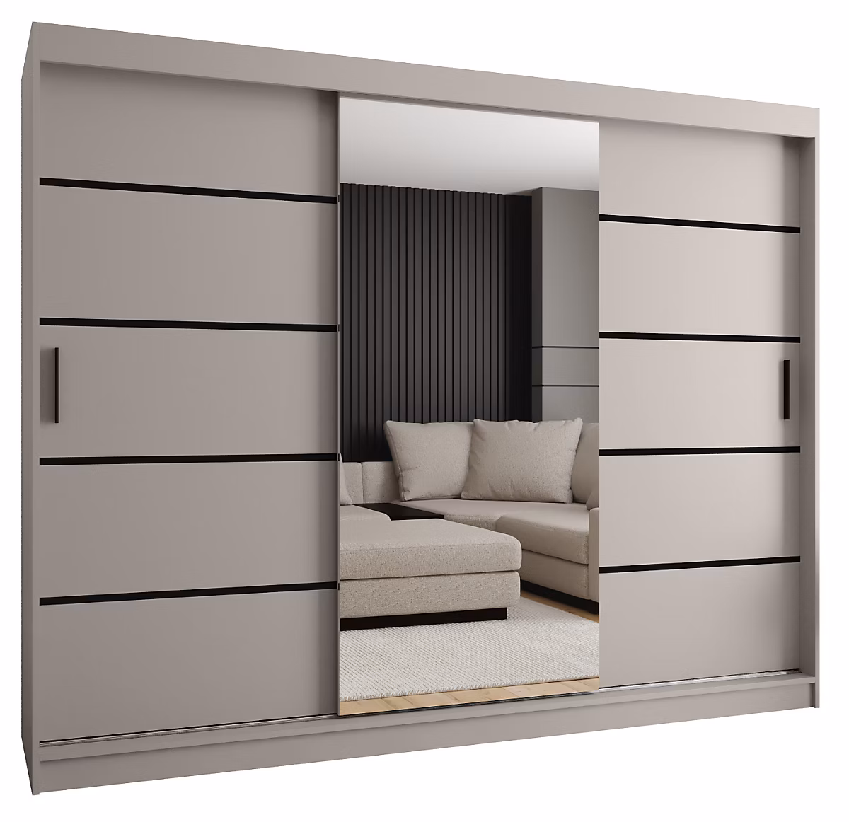 Armoire Rubino V2 a portes coulissante H. 200 x L. 250 x P. 62 – 3 portes