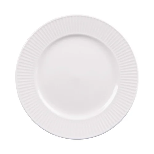 Style extérieur:Assiette à dessert en porcelaine blanche et contours striés Lina - Ø 20 cm