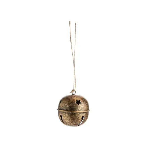 Au quotidien：Décoration à suspendre grelot en métal or antique motif ajouré sapin - 6 x 6 x 6,5 cm