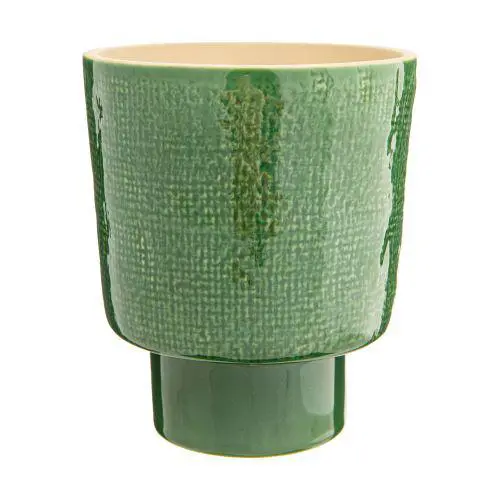 Pour vos moments au jardin：Cache-pot Alto coloris vert en céramique - Ø 13 cm x 15,5 cm