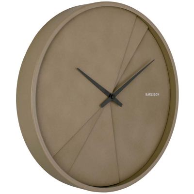 Horloge ronde en bois Lines 30 cm (Vert mousse)