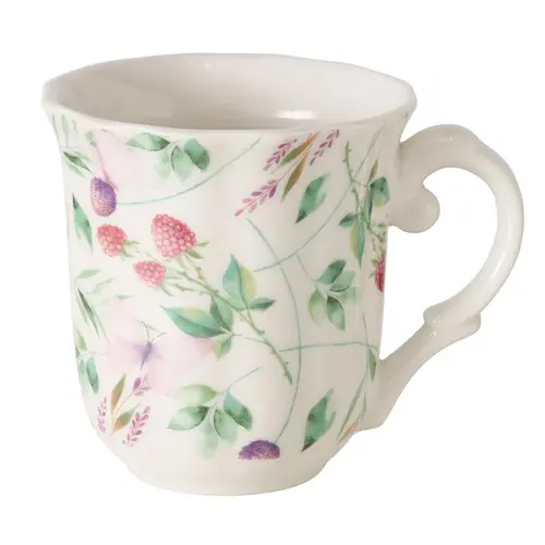 Conçu pour le jardin：Mug en new bone vert et rose Fantasy - Ø 9 x H 10 cm