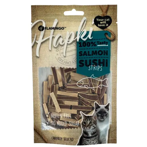 Jardin fonctionnel:Friandises pour chat Hapki saumon lamelles de sushi Flamingo - 85 g