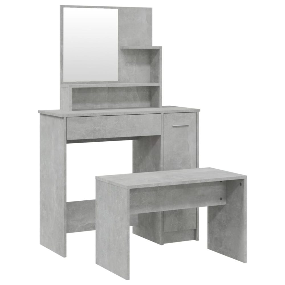 vidaXL Ensemble de coiffeuse Gris béton 86,5x35x136 cm