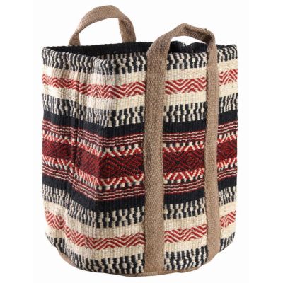 Corbeille en toile de jute épaisse Afriqua (Beige et rouge)