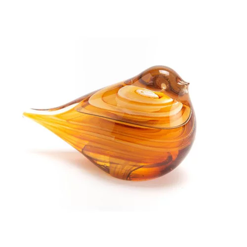 Pour vos espaces：Oiseau moutarde sulfure en verre - 6 x 8 x 13,5 cm