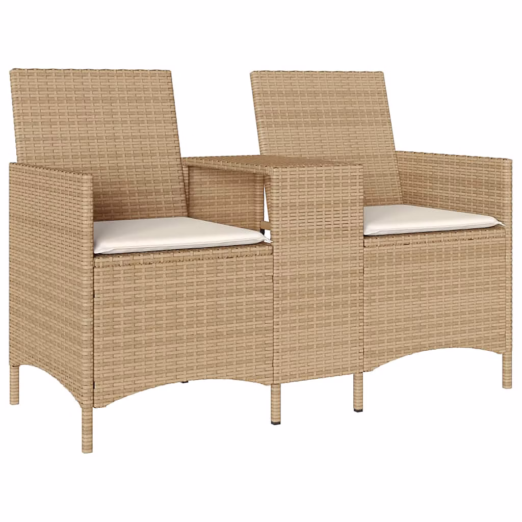 Canapé de jardin 2 places avec table et coussins résine tressée vidaXL – Réf. KKYVNNLTP1033968670