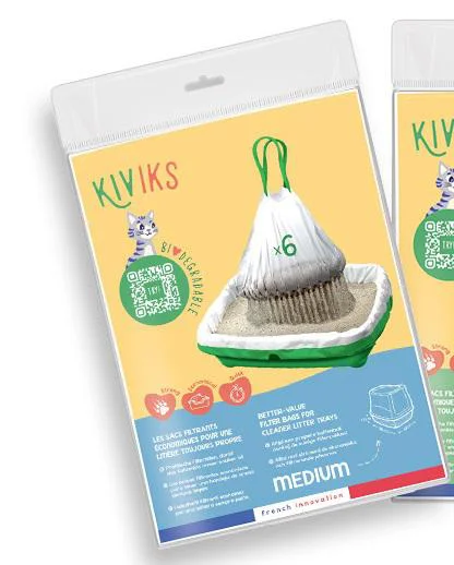 Bien pratique au jardin：Sacs à litière filtrants pour chat coloris blanc Kiviks - Taille M 46 x 33 x 12 cm