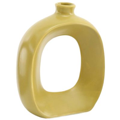 Vase en grès Oval 16 cm (Jaune)