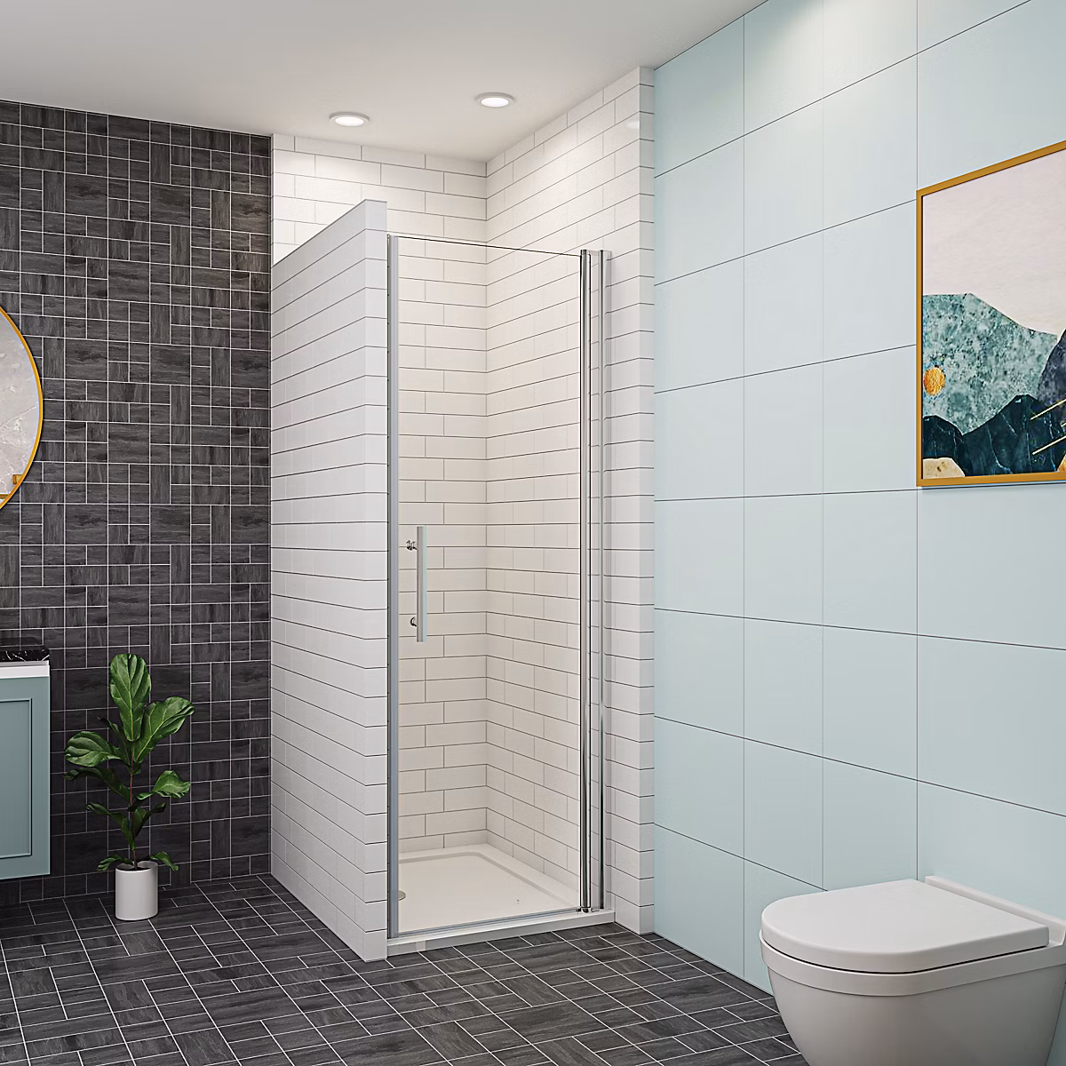 AICA porte de douche 70 × 187cm en verre anticalcaire et clair