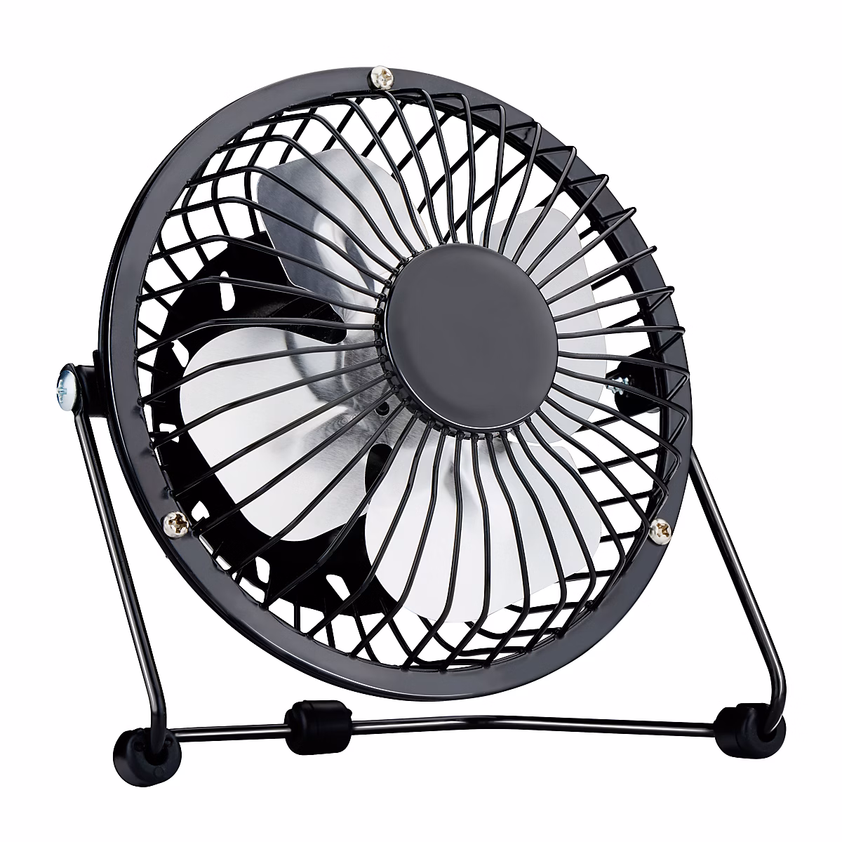 Mini ventilateur de table pivotant USB en métal noir Ø13 cm | Ventilateur