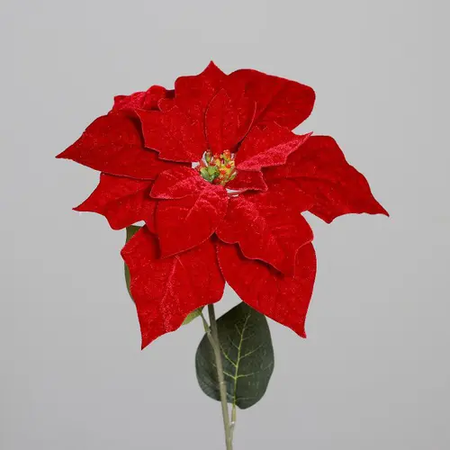Essentiel extérieur:Tige de poinsettia en velours rouge - 56 cm