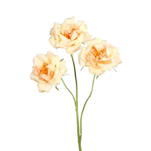 Pour un jardin bien équipé:Branche de rose artificielle pêche à 3 fleurs - 65 cm