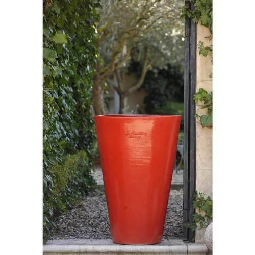 Pour vos envies de jardin：Pot Mazagran rouge tomate en terre cuite émaillée H 63 cm x Ø 55 cm