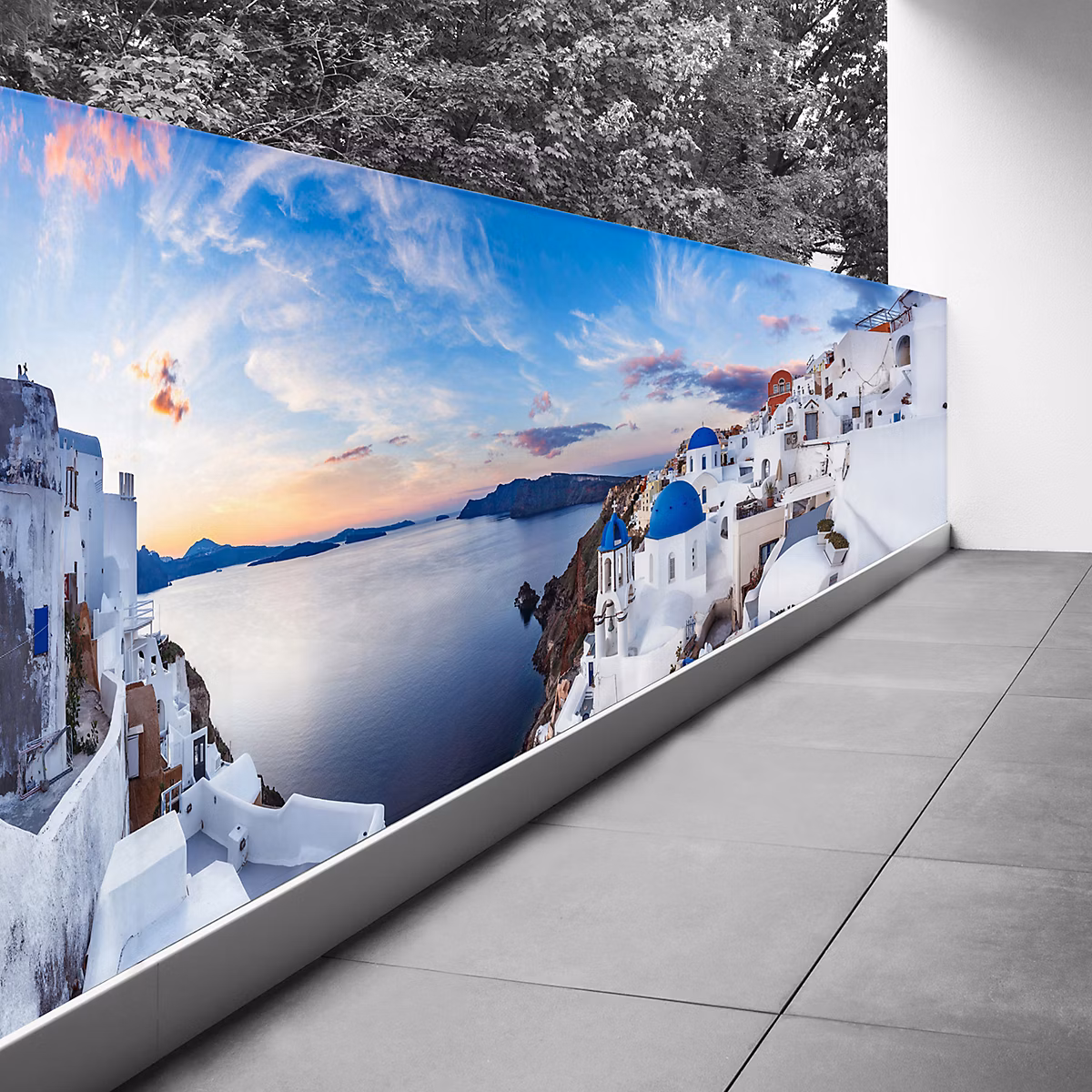 Brise vue Trompe l'oeil – 100 × 325 cm, Santorin 3617689696713