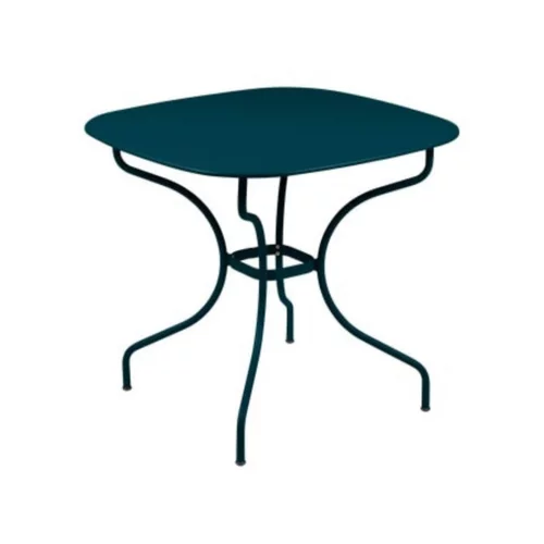 Bien pour le jardin：Table Opéra + FERMOB bleu acapulco L82xl82xh74