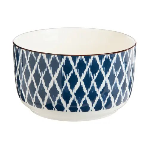 Jardin fonctionnel:Bol à salade en porcelaine bleu et blanc Estival - Ø 15 x H 12 cm