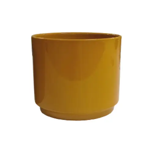 Pour vos extérieurs:Cache-pot en céramique coloris jaune ocre Oslo Seventies - Ø 19 x H 16 cm