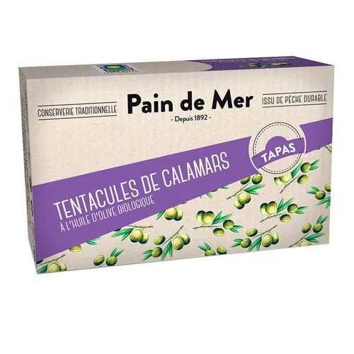 Facile au jardin：Tentacules de calamars à l'huile d'olive en boîte Pain de Mer - 120 g