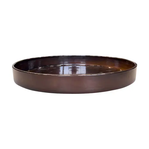 Pour aménager le jardin:Soucoupe ronde en métal recyclé coloris brun flambé Upcycle Cylindre XXL - Ø 54 x H 6 cm