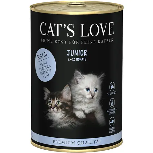 Le jardin au quotidien:Pâtée pour chat au veau pur Cat's Love Junior – en boîte de 400 g
